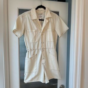 Pistola Parker Denim Romper • Size Small • Ecru